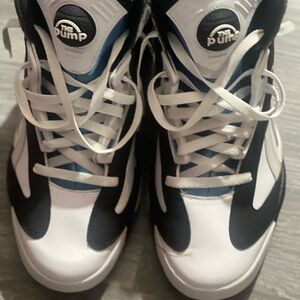 Reebok The Pump Black and White Sneakers with Blue Accents